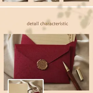 Thickened linen envelope letter paper set with vintage wax seal for romantic love letters.