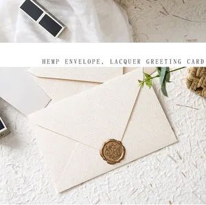 Hemp envelope and wax seal greeting card set, textured paper stationery for special occasions.