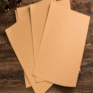 Vintage lined kraft paper stationery for letter writing, retro style paper sheets.