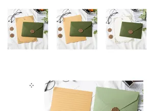 Vintage avocado green envelope and letter paper set retro stationery greeting cards 1set