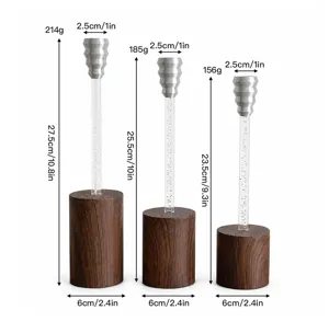 Set of three Nordic aluminum alloy candle holders with dimensions in cm and inches
