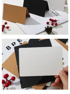 Blank folded greeting cards 300g kraft white black card stock for hand drawing craft DIY.