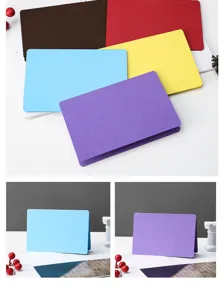 Detailed view of colorful blank folded greeting cards, ideal for DIY vocabulary and notes.