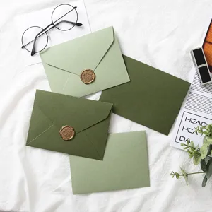 Vintage Avocado Green Olive Green Envelope Stationery Collection Retro Letter Writing Paper Wax Seal Stamp For Greeting Cards