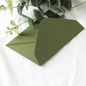 Vintage dark green paper envelope for greeting cards wedding invitations stationery.