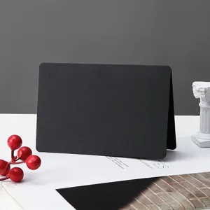Close-up view of a minimalist black folded card for DIY sketching and crafting details.