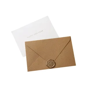 Linen texture wax seal envelope greeting card set for blessing, birthday, and holidays.