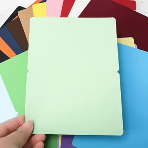 Blank folding card detail showing smooth texture and multiple vibrant color options.