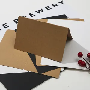 Blank folded greeting cards, kraft white black cardstock for hand painting and DIY crafts.