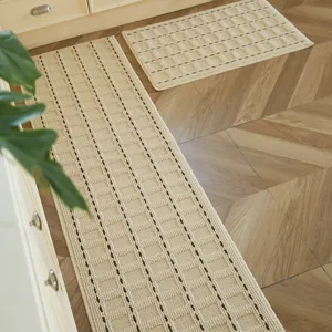 Französischer Cremestil Läufer Teppich, weiche rutschfeste Fußmatte für Küche und Flur.