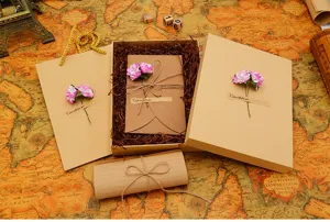 Vintage stationery gift box set with letter paper, envelopes, and romantic floral decor.
