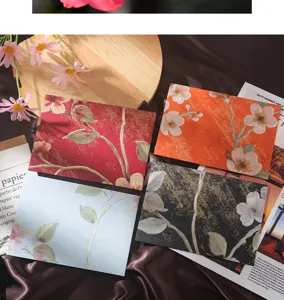 Detailed view of traditional Chinese style floral embossed envelopes set, elegant stationery.