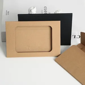 Enveloppe de carte postale en papier kraft épaissi boîte d'emballage fenêtre pratique