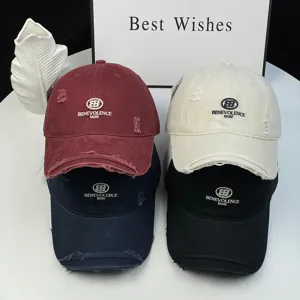 Women's Distressed Baseball Cap Vintage Washed Cotton Adjustable Dad Hat Letter Embroidered Casual Sun Hat For Outdoor