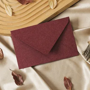 Retro burgundy textured specialty paper envelope for vintage letters, wedding invitations or cards.
