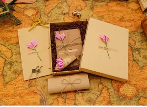 Vintage stationery gift box letter paper envelope set with flower for romantic lover gift.