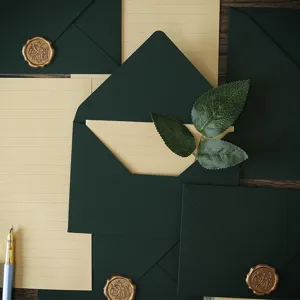 Dark Green Envelopes Kraft Letter Paper Retro Stationery Set Bronze Wax Seal Stamp Vintage Letter Writing Kit For Gift