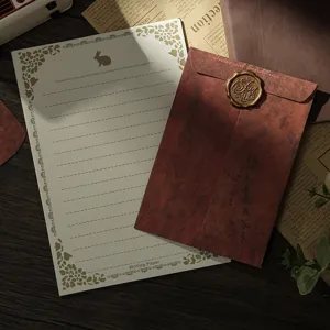 Vintage stationery set with retro envelope and lined letter paper for romantic gifts.