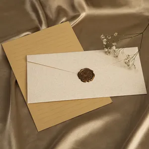 Retro Leinenumschlag und liniert Briefpapier Set mit Wachssiegel fuer Vintage Briefe.
