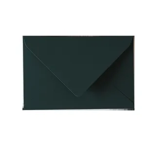 Dark green vintage style envelope, V-flap paper stationery for wedding invitations and letters.