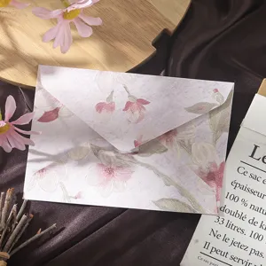 Floral pattern retro envelope vintage love letter stationery set elegant design detail view