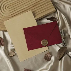 Vintage stationery set with red envelope, letter paper, and wax seal for elegant retro letters.