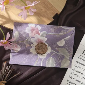 Retro Chinese style floral embossed envelope and letter paper set with wax seal detail.