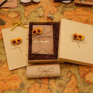 Vintage stationery gift box set with sunflower decor, perfect for romantic love letters.