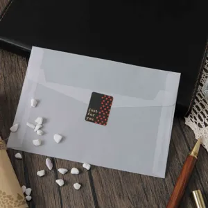 Transparante perkamenten papieren envelop voor huwelijksuitnodigingen en briefpapieropslag.