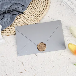 Pearlescent grey envelope stationery set with wax seal for greeting cards and love letters.