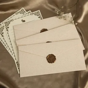 Vintage Leinen Umschlag und Briefpapier Set mit Siegelwachs, elegantes Retro Briefset.