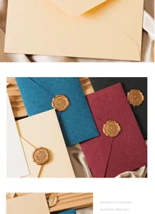 Vintage retro envelope stationery set with wax seals for love letters and invitations.