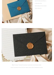 Vintage retro stationery envelope set with wax seal and lined writing paper for letters.
