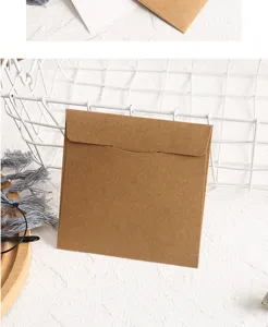 Gros plan d'une pochette CD en papier kraft marron avec texture pour le rangement des disques.