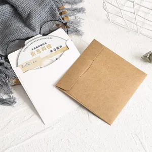 Pochettes de CD en Papier Kraft Carré Carton Épaissi Poches de Rangement pour Disques Sacs d'Emballage Vides pour Bureau Maison