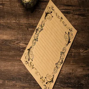 Vintage writing paper with retro floral border and lined design for letters, notes, and journaling