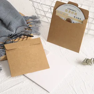 Pochettes CD en papier kraft carre etui de stockage de disques epaissies et vides