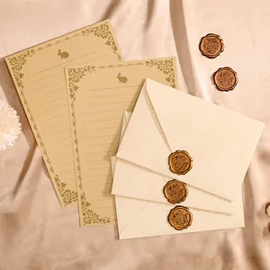 Vintage stationery set with envelopes, thickened writing paper, and wax seal stamps.