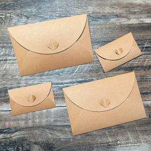 Retro Creative Kraft Paper Envelope Heart Buckle Letter Stationery Set Envelope For Greeting Cards And Invitations