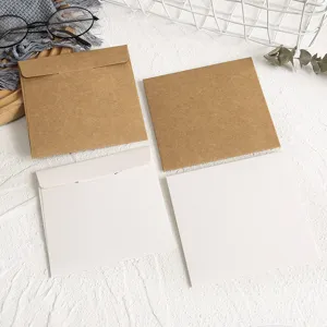 Pochette enveloppe CD en papier kraft carré, sac de rangement de disque vide épaissi pour les.