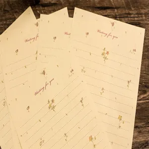 Vintage floral stationery writing paper set with elegant lines for love letters and notes.
