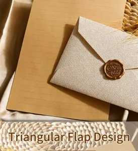 Leinenstruktur Briefumschlag und Briefpapier Set Vintage Retro Schreibpapier mit Wachssiegel