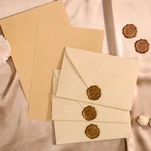 Retro Vintage Style Parchment Paper Envelope And Letter Paper Writing Set With Wax Seal Stamp For Stationery Gift