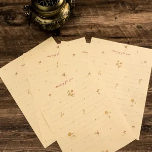 Vintage floral stationery letter paper set with lines, aesthetic love letter paper.