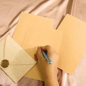 Vintage retro stationery letter set featuring sheepskin texture envelope and paper.