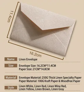 Leinen Textur Umschlag und Briefpapier Set Vintage Stil Briefpapier Größentabelle Details