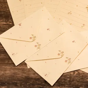 Vintage floral stationery set with envelopes and lined writing paper for elegant letters.