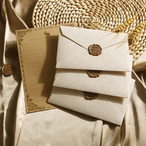 Vintage Leinenstruktur Umschlag Briefpapier Set mit Siegelwachs Retro Schreibwaren für Einladungen
