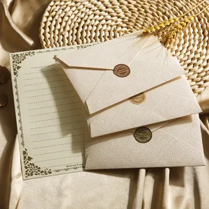 Leinenstruktur Umschlag und Briefpapier Set, Vintage Retro Design für Briefe, Karten.