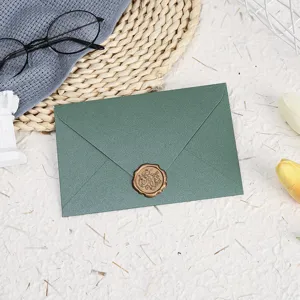 Dark green pearl envelope with wax seal elegant letter stationery greeting card packaging props